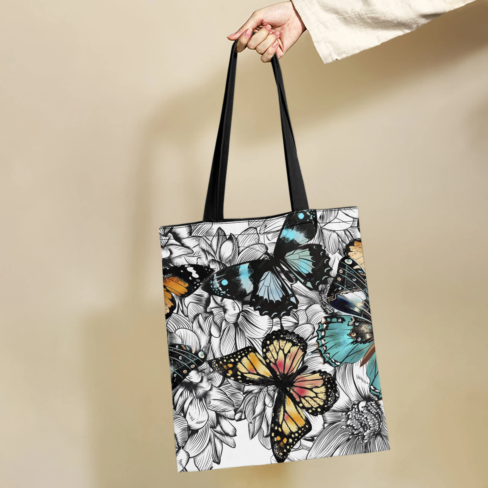 Yikeluo Monarch, сумочка с бабочкой для девочек, подарок на день рождения, экологичная хозяйственная сумка с цветочным принтом в стиле бохо, сумка-тоут с бабочкой