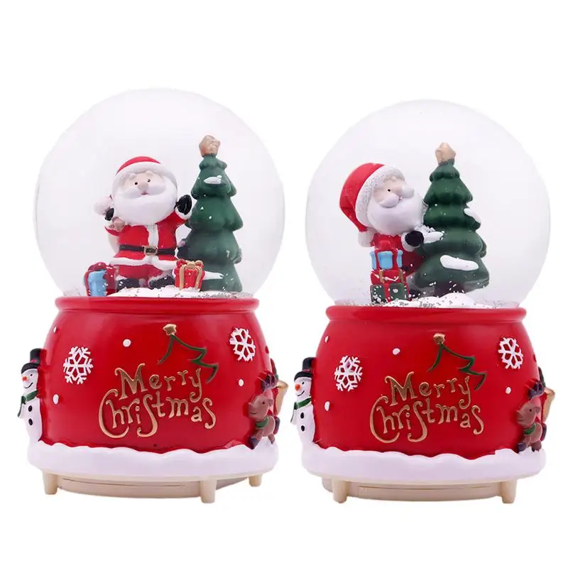 Рождественские Снежные шары, Музыкальная музыкальная шкатулка с цветным светодиодным снежным шаром на батарейках, Рождественские украшения для дома на каминной полке