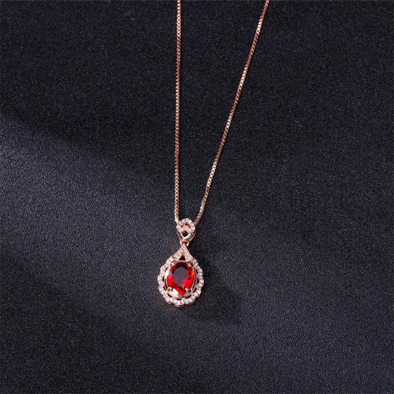 Свежее легкое Роскошное элегантное ожерелье, Женский рубиновый кулон в форме цветка с тонкой инкрустацией, представляющий особый интерес D