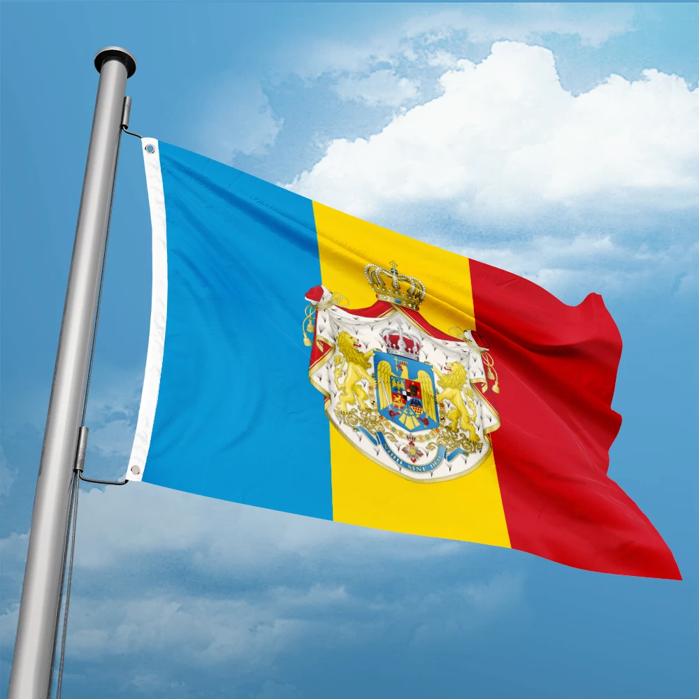 Национальный флаг Королевства Румыния, 3 фута x 5 футов, Полиэфирный баннер, развевающийся 90 * 150 см, Сопротивление двойному проникновению на открытом воздухе в помещении.
