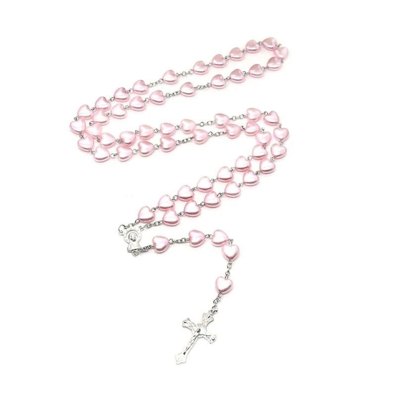 Ожерелья с четками в виде сердечек, католическая молитва, Розовые ожерелья в форме сердца