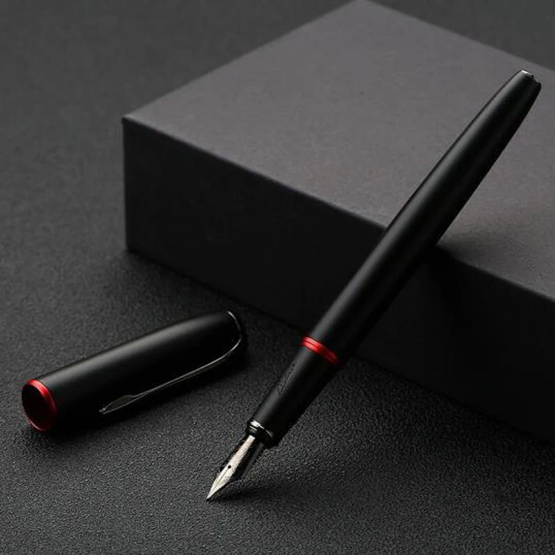 Перьевая ручка Picasso Pimio 916 из матового черного металла с красным кольцом EF / M /Изогнутым Пером 0.38/0.6/1.0 чернильная ручка мм Роскошный Подарочный Набор Ручек для письма