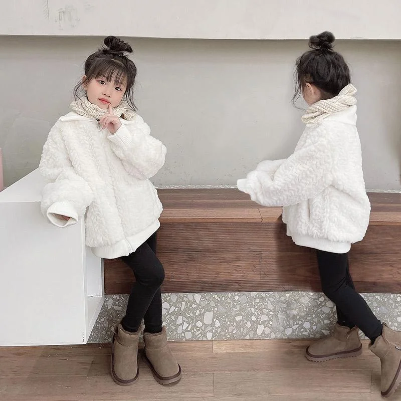 Пальто для девочек, зимняя хлопковая верхняя одежда, ветровка 2023, повседневное теплое Плюс утепленное бархатное пальто, детская одежда