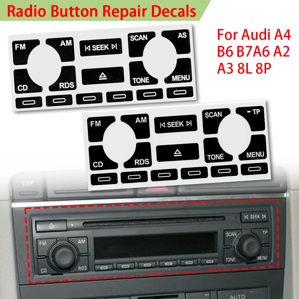 AS/TP Автомобильный Мультимедийный Радиоприемник Стерео Изношенная Кнопка Для Ремонта Наклеек Наклейки Для Audi A4 B6 B7/A6/A2 A3 8L/P Кнопка Исправления