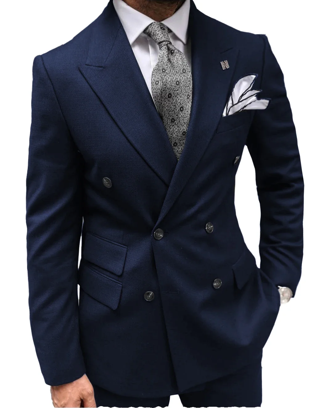 2024 Новый мужской костюм из 2 предметов (блейзер + брюки) Козырек с отворотом для свадебных повседневных смокингов Slim Fit