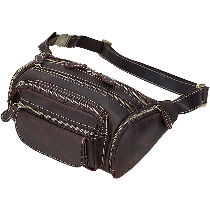 Поясная сумка из натуральной кожи для мужчин с несколькими карманами, поясная сумка для путешествий на открытом воздухе, офисный органайзер