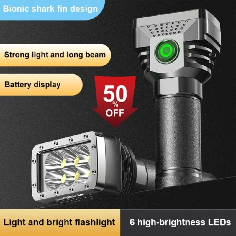 Мощный фонарик фонарик 6 светодиодных фонариков высокой мощности, USB перезаряжаемый тактический фонарик, 4-режимная аварийная походная лампа