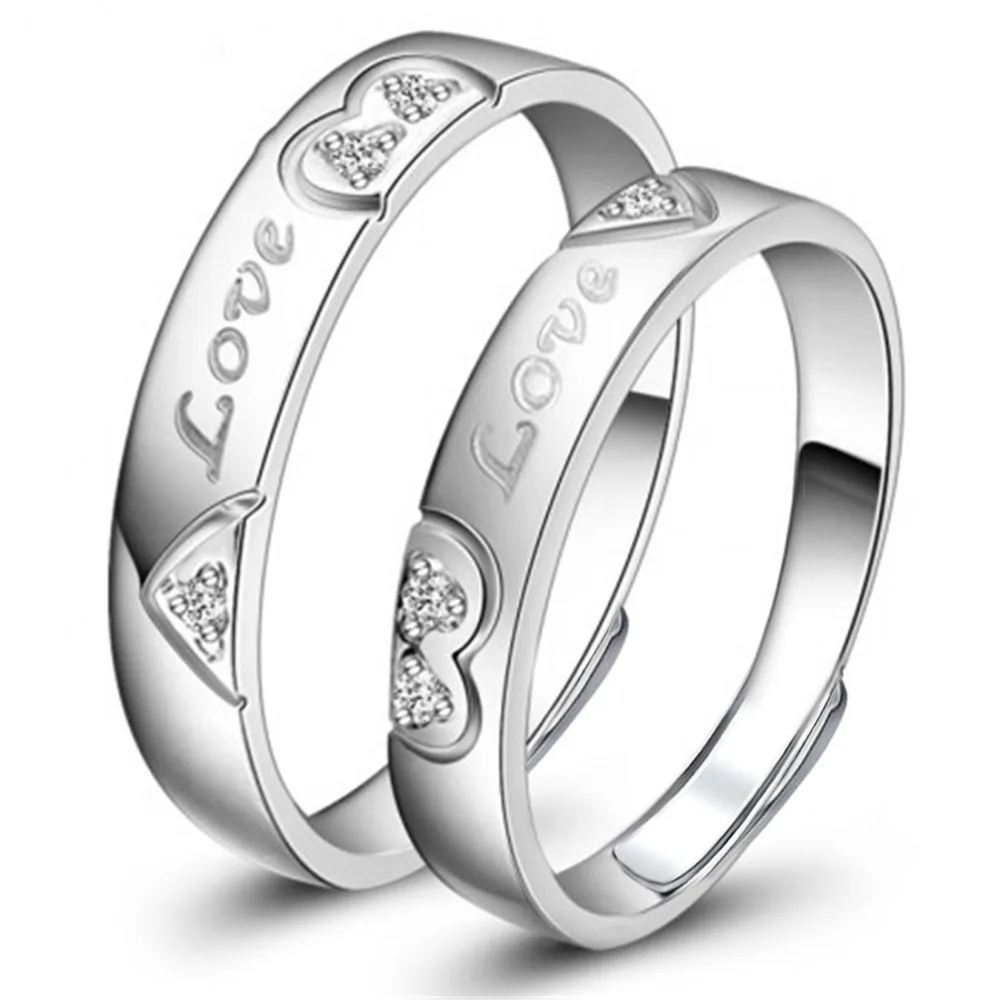 Медные Посеребренные Открытые Регулируемые Парные кольца Для мужчин и женщин Модные кольца на палец Мужские и женские украшения для помолвки