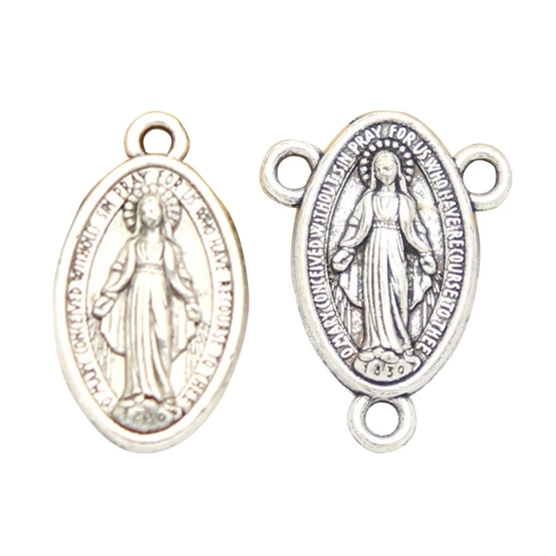E15E 10шт Кулон Девы Марии Антикварный Овальный кулон из окисленного серебра, принадлежности для изготовления ювелирных изделий для ожерелья 