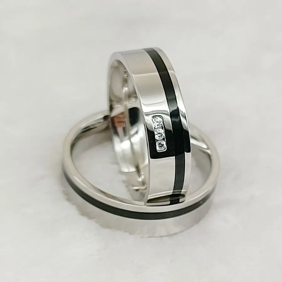 Уникальные водонепроницаемые наборы обручальных колец для влюбленных для пар Мужчин и женщин, серебряные, черные, ювелирные изделия из нержавеющей стали, кольцо на палец