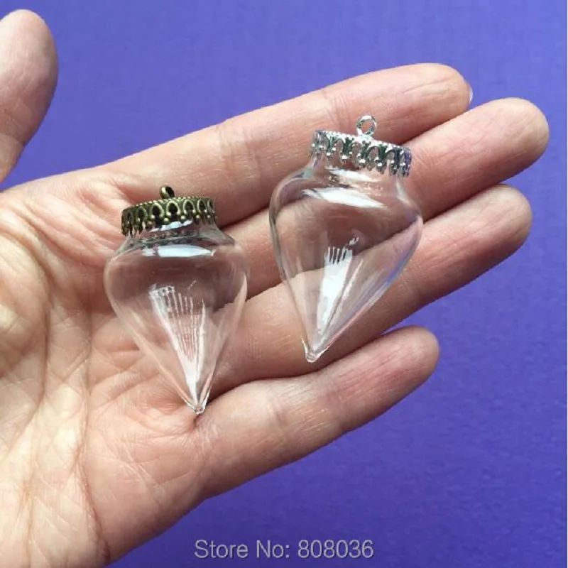 20шт 38x25 мм tear drop ручной работы стеклянный глобус orb прозрачная бутылка для желаний кулон с серебром/bornze зубы лоток ювелирные изделия ожерелье