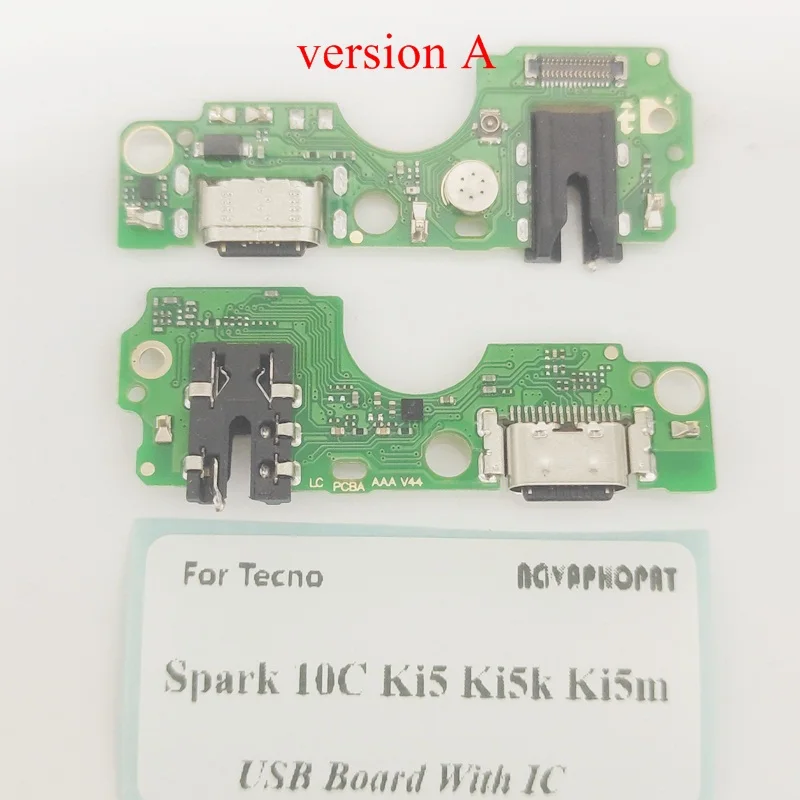 Для Tecno Spark 10C Ki5k Ki5m USB Док-Станция Зарядное Устройство Порт Штекер Аудиоразъем Для Наушников Микрофон Плата Для Зарядки Микрофона С IC