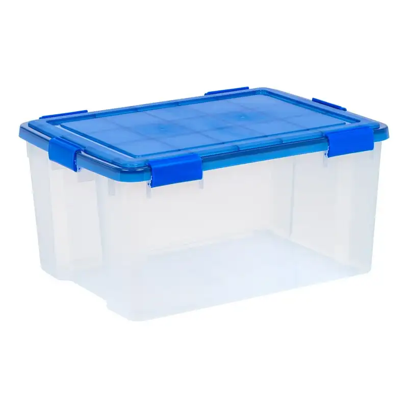 США, 62-литровая прокладка WeatherPro ™, прозрачный пластиковый ящик для хранения с синей крышкой