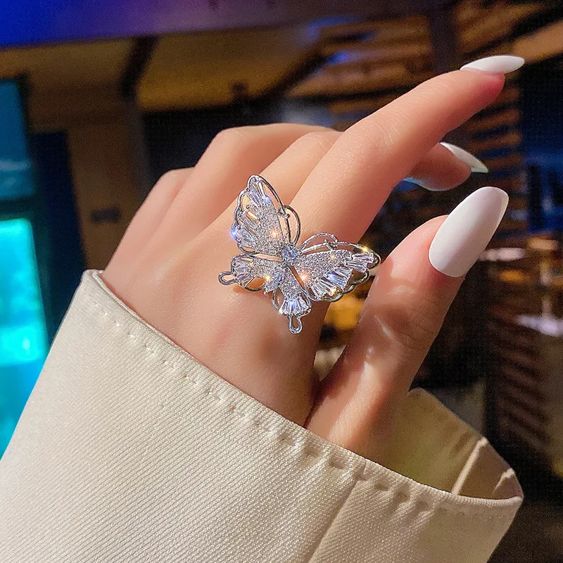 2022 Новое Изящное простое кольцо с бабочкой из Южной Кореи, модные Темпераментные Универсальные женские украшения с открытым кольцом